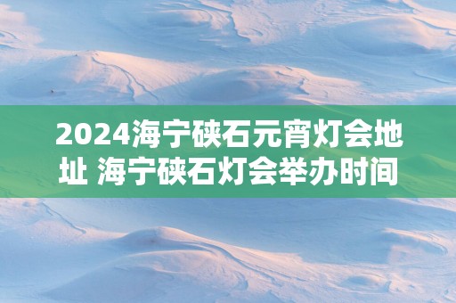 2025海宁硖石元宵灯会地址 海宁硖石灯会举办时间