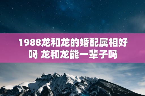 1988龙和龙的婚配属相好吗 龙和龙能一辈子吗