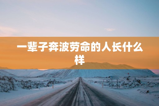 一辈子奔波劳命的人长什么样