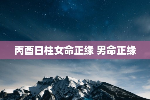丙酉日柱女命正缘 男命正缘
