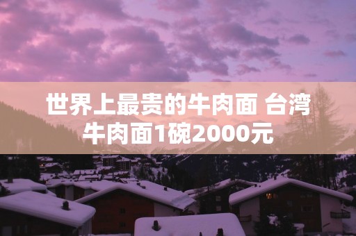 世界上最贵的牛肉面 台湾牛肉面1碗2000元