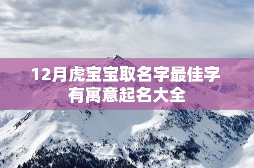 12月虎宝宝取名字最佳字 有寓意起名大全