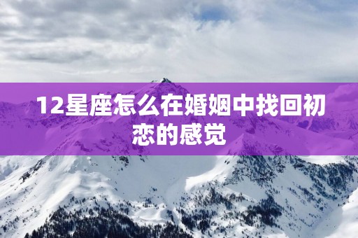 12星座怎么在婚姻中找回初恋的感觉