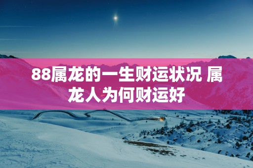 88属龙的一生财运状况 属龙人为何财运好