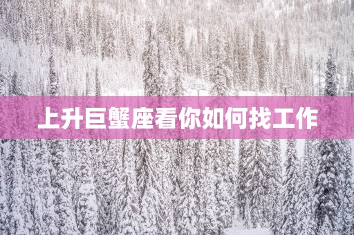 上升巨蟹座看你如何找工作