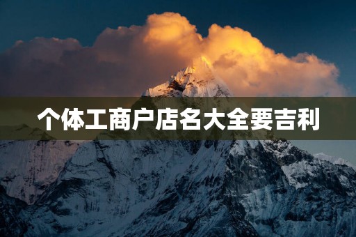 个体工商户店名大全要吉利