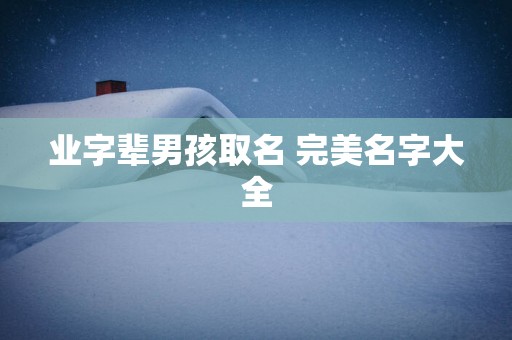 业字辈男孩取名 完美名字大全