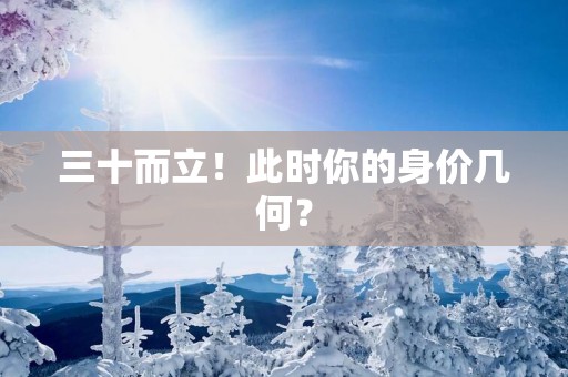 三十而立！此时你的身价几何？