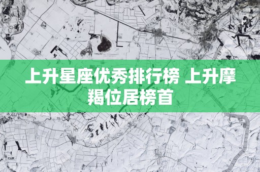 上升星座优秀排行榜 上升摩羯位居榜首