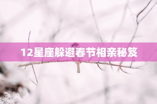 12星座躲避春节相亲秘笈