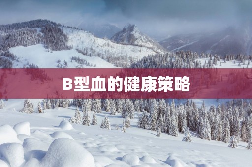 B型血的健康策略