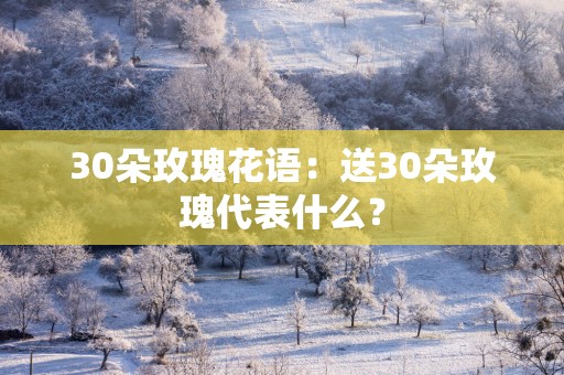 30朵玫瑰花语：送30朵玫瑰代表什么？