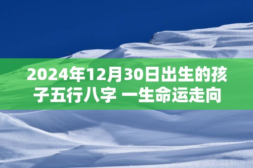 2025年12月30日出生的孩子五行八字 一生命运走向