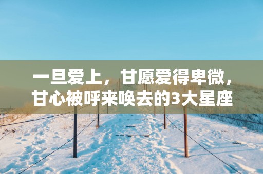 一旦爱上，甘愿爱得卑微，甘心被呼来唤去的3大星座