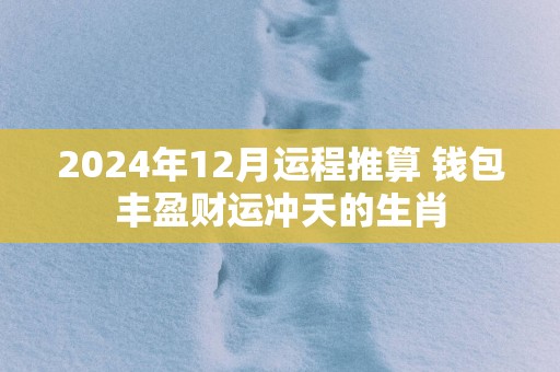 2024年12月运程推算 钱包丰盈财运冲天的生肖