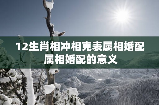 12生肖相冲相克表属相婚配 属相婚配的意义