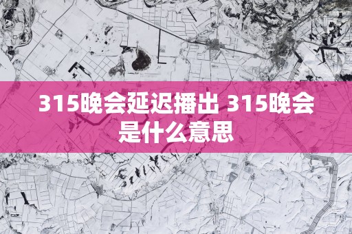 315晚会延迟播出 315晚会是什么意思