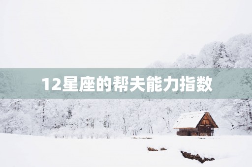 12星座的帮夫能力指数