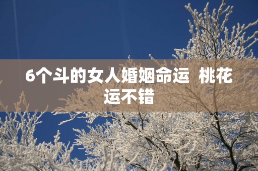 6个斗的女人婚姻命运  桃花运不错