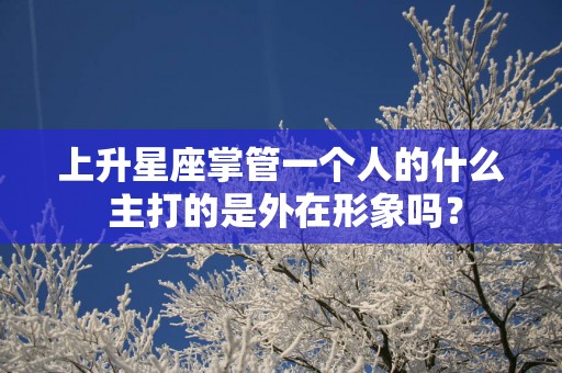 上升星座掌管一个人的什么 主打的是外在形象吗？