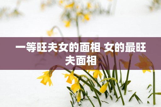 一等旺夫女的面相 女的最旺夫面相