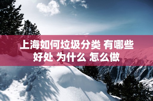 上海如何垃圾分类 有哪些好处 为什么 怎么做