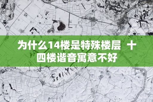 为什么14楼是特殊楼层  十四楼谐音寓意不好