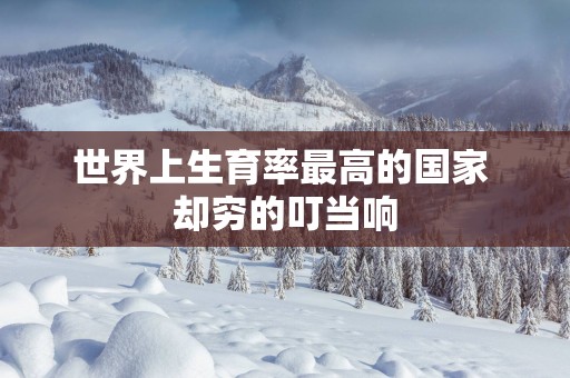 世界上生育率最高的国家 却穷的叮当响