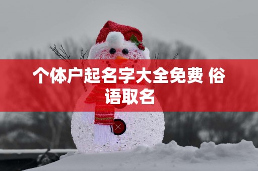 个体户起名字大全免费 俗语取名