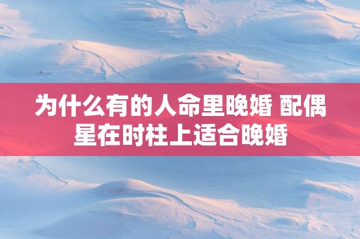 为什么有的人命里晚婚 配偶星在时柱上适合晚婚