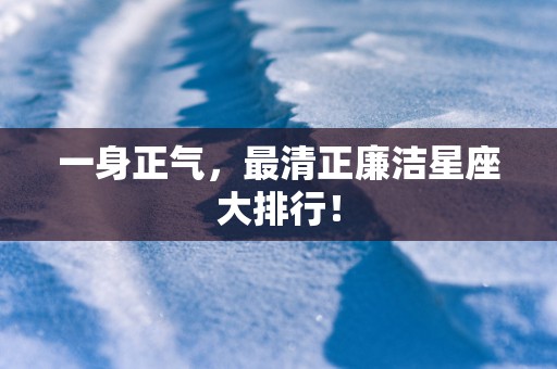 一身正气，最清正廉洁星座大排行！