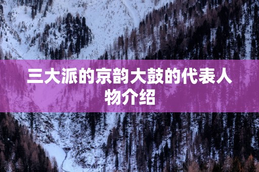 三大派的京韵大鼓的代表人物介绍