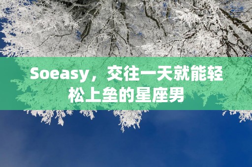Soeasy，交往一天就能轻松上垒的星座男