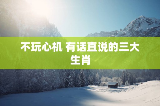 不玩心机 有话直说的三大生肖
