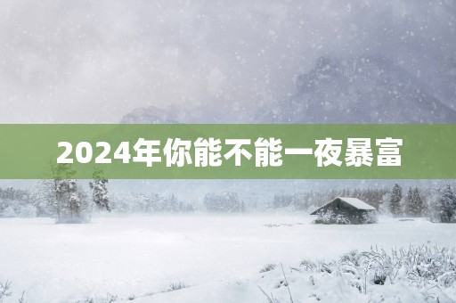 2025年你能不能一夜暴富