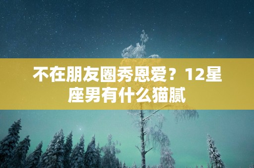 不在朋友圈秀恩爱？12星座男有什么猫腻