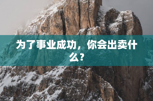为了事业成功，你会出卖什么？