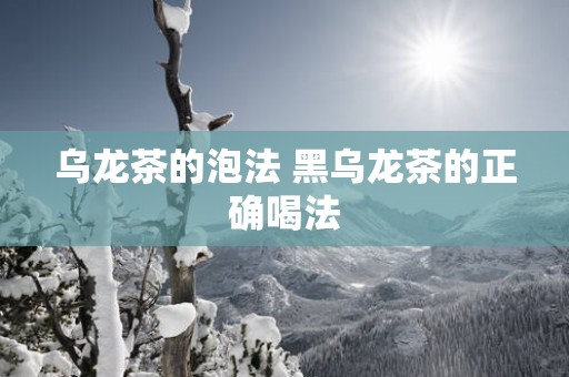 乌龙茶的泡法 黑乌龙茶的正确喝法
