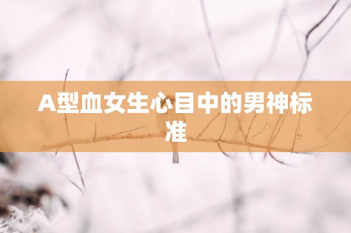 A型血女生心目中的男神标准