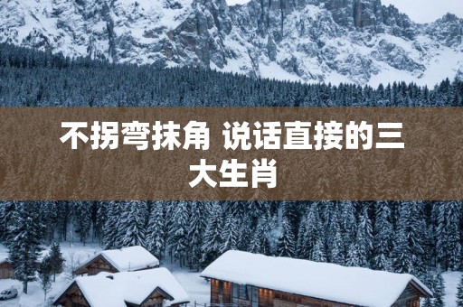 不拐弯抹角 说话直接的三大生肖