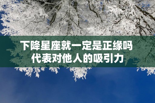 下降星座就一定是正缘吗 代表对他人的吸引力