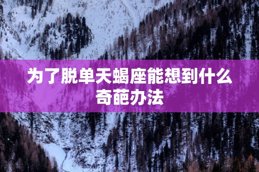 为了脱单天蝎座能想到什么奇葩办法