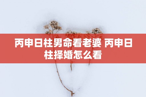 丙申日柱男命看老婆 丙申日柱择婚怎么看