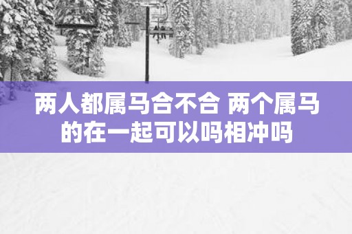 两人都属马合不合 两个属马的在一起可以吗相冲吗