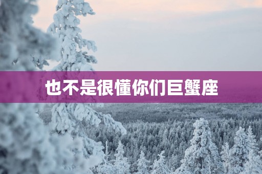 也不是很懂你们巨蟹座