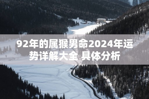 92年的属猴男命2024年运势详解大全 具体分析