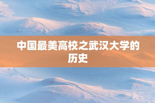 中国最美高校之武汉大学的历史
