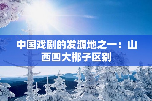 中国戏剧的发源地之一：山西四大梆子区别