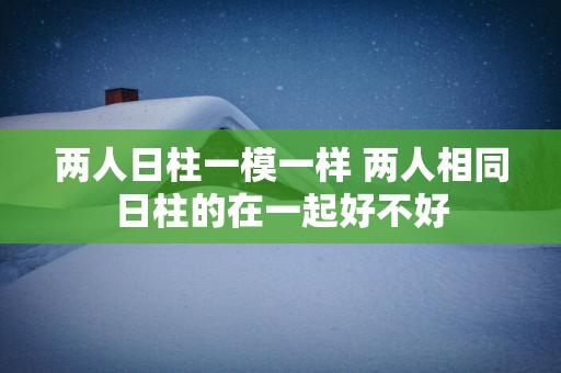 两人日柱一模一样 两人相同日柱的在一起好不好