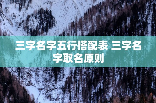 三字名字五行搭配表 三字名字取名原则
